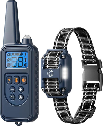 Electronic Dog Collar with Remote, 2600ft Waterproof Dog Training Collar for Smal Medium Large Dogs, Beep, Vibration, Shock (1-99) Modes, LED Light, for 5-120Lbs Dogs