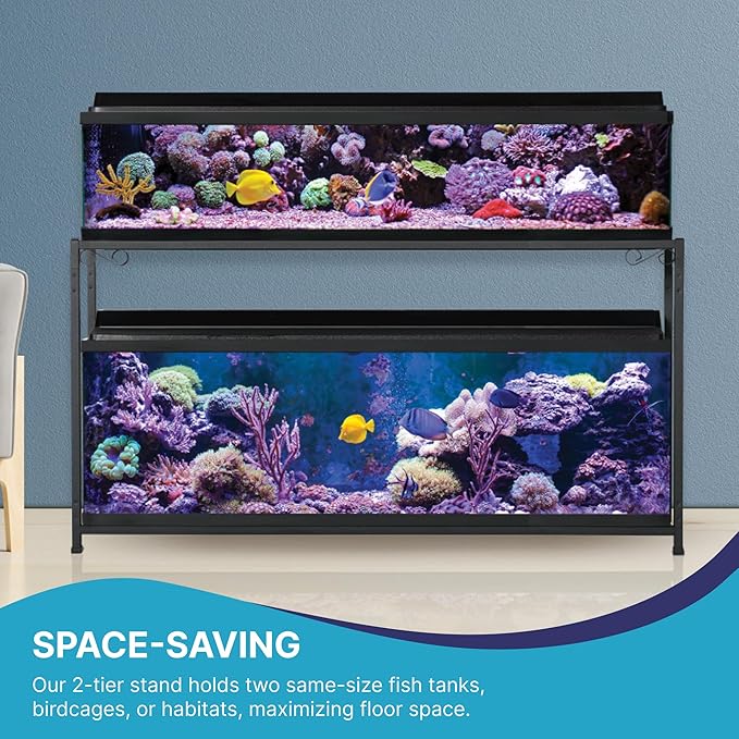 55 Gallon Double Aquarium Stand (2 Stands in 1), Fish Tank Stand, Bird Cage Stand, 50.5" W x 32" H x 13" D
