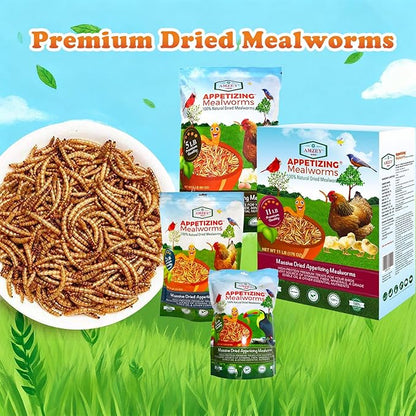 Amzey Appetizing Mealworms 5 LBS- 100% Non-GMO Dried Mealworms - Large Meal Worms - High Protein Treats- Perfect Mealworm for Chickens, Ducks, Turtles, Blue Birds, Lizards - Bag of Mealworms 5 LBS