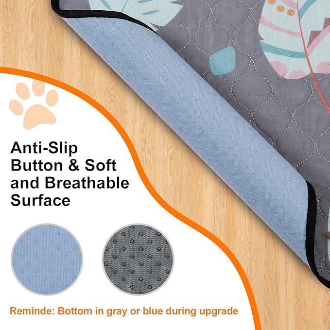 LOOBANI Washable Pee Pads for Dogs, 2 Pack Ultra-Absorbent and Leak-Proof Whelping Mats, Non-Slip Reusable Puppy Pads, Waterproof Puppy Training Mats for Playpen, Crate, Housebreak, 36x48in, Gray