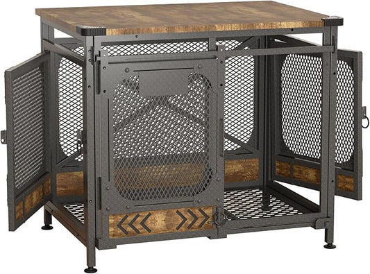 Dog Crate Furniture, Sliding Doors 39.9" – Heavy Duty Wooden Dog Kennel with Cushion, Dog Cage for Medium & Large Dogs, Chew-Resistant End Table Design