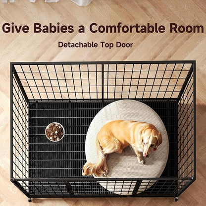 48 inch Metal Wire Dog Crate for Large Dogs with Tray, Double Door, Puppy Dog Playpen for Yard Indoor Outdoor Use,XL Dog Cage Kennel