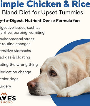 Dave's Pet Food Bland Diet Dog Food (Chicken & Rice), Sensitive Stomach, Easy to Digest, Gluten-Free, Digestive Care, Wet Canned, 13.2 oz (Case of 12)