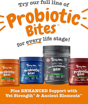 Zesty Paws Probiotics for Dogs, Digestive Enzymes Gut Flora, Digestive Health, Diarrhea & Bowel Support, DE111, Dog Probiotics Soft Chew for Pet Immune System, Chicken, 90 Ct