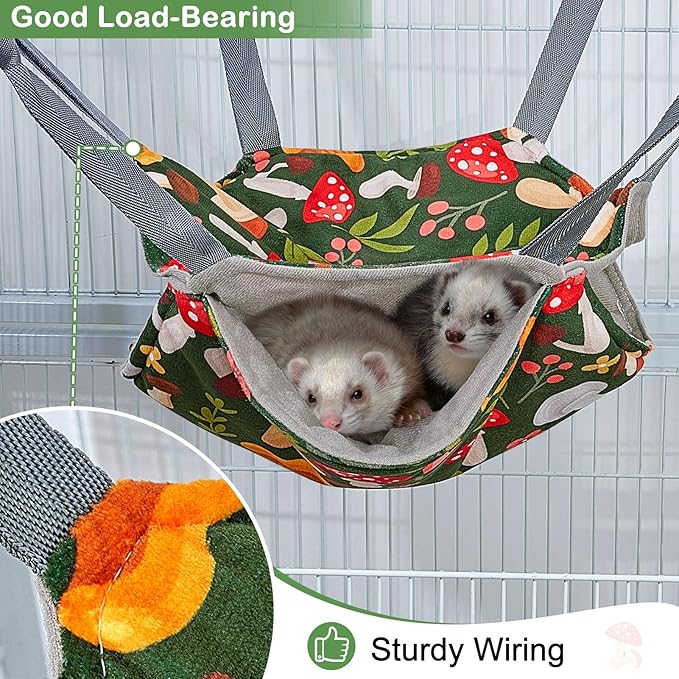 Glittme Ferret Hammock 4 Pack Ferrets Cage Accessories Washable Rat Hammock on Ferrets Cage Soft Guinea Pig hammocks for Rat, Sugar Glider, Squirrel, Guinea Pig
