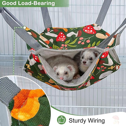 Glittme Ferret Hammock 4 Pack Ferrets Cage Accessories Washable Rat Hammock on Ferrets Cage Soft Guinea Pig hammocks for Rat, Sugar Glider, Squirrel, Guinea Pig