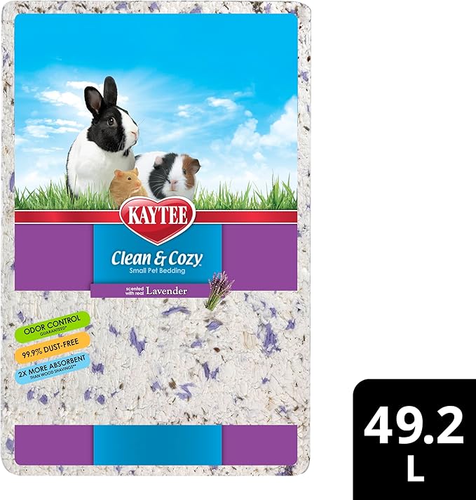 Kaytee Clean & Cozy Lavender Paper Bedding For Pet Guinea Pigs, Rabbits, Hamsters, Gerbils, and Chinchillas, 49.2 Liters