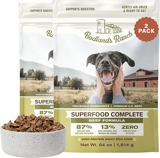 by Katherine Heigl- Superfood Complete, Air-Dried Adult Dog Food - High Protein, Zero Fillers, Superfood Nutrition (64 Ounce (Pack of 2), Beef)