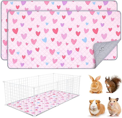 2 Pack Guinea Pig Bedding, Washable Guinea Pig Cage Liner Reusable Guinea Pig Mat Waterproof Guinea Pig Bedding for Cage, Super Absorbant Guinea Pig Pee Pads for Small Animals Hamster Rabbit Squirrel