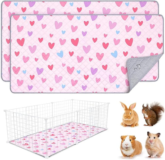 2 Pack Guinea Pig Bedding, Washable Guinea Pig Cage Liner Reusable Guinea Pig Mat Waterproof Guinea Pig Bedding for Cage, Super Absorbant Guinea Pig Pee Pads for Small Animals Hamster Rabbit Squirrel