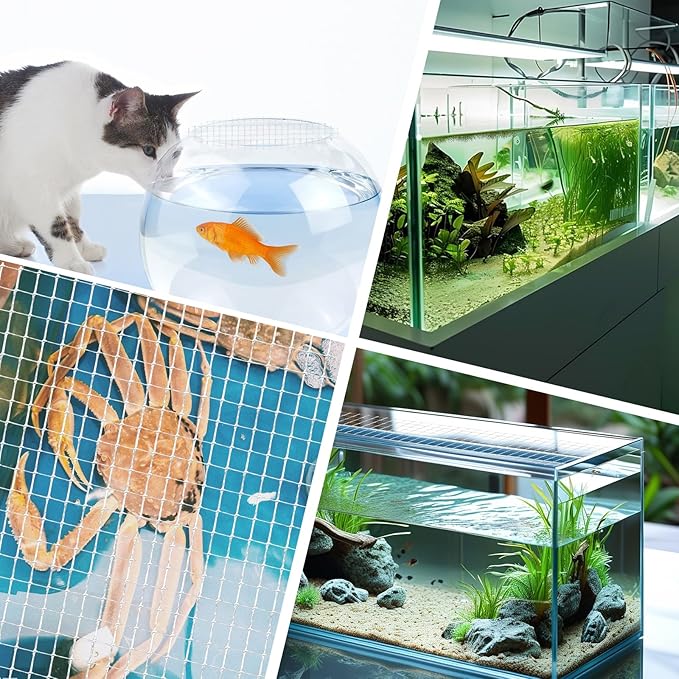 6.5 x 3.3 ft Clear Mesh Netting Aquarium Mesh DIY Fish Tank Net Transparent Fish Tank Lid Aquarium Top Cover Replacement