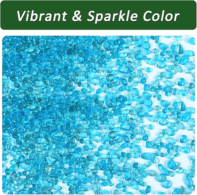 BXI 2.2 Lbs Small Aquarium Substrate Gravel Sand, Polished Smooth Fish Tank Gravel, Colorfast Uncoated Vibrant Blue Sea Glass, Decorative Stones for Vase Fillers, Fairy Garden, Potted Plants