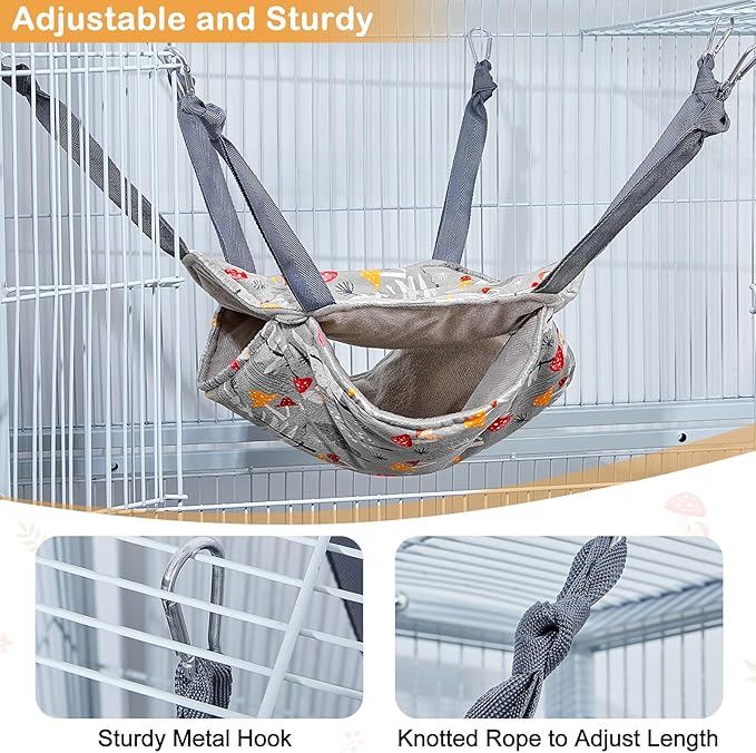 Glittme Ferret Hammock 4 Pack Ferrets Cage Accessories Washable Rat Hammock on Ferrets Cage Soft Guinea Pig hammocks for Rat, Sugar Glider, Squirrel, Guinea Pig
