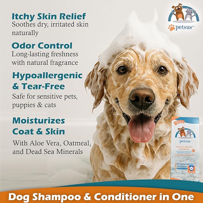 Hypoallergenic Dog & Cat Shampoo and Conditioner – All-Natural Itchy Skin Relief for Allergies | Puppy Safe | Soothing with Tea Tree Oil, Aloe Vera, and Oatmeal for Sensitive Skin