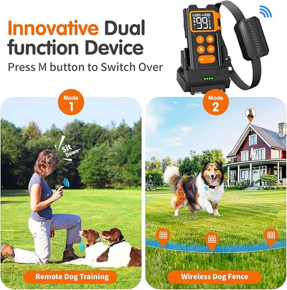 2000ft Range Wireless Dog Fence with Collar, Electric Training Collar with Remote, Dog Training Collar