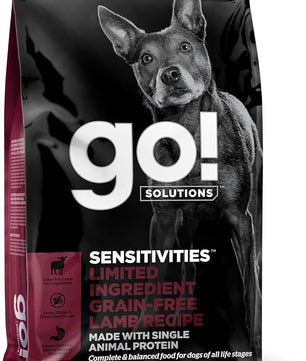 Go! Solutions Sensitivities Limited Ingredients, Grain-Free Dry Dog Food, Lamb Recipe for Sensitive Stomach, 3.5 lb Bag