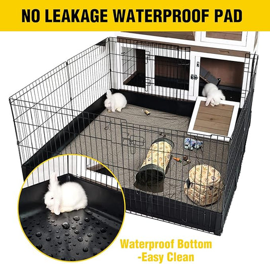 Aivituvin Pet Playpen Indoor & Outdoor Expandable Exercise Pen for Small Animals Rabbit cage with Waterproof Layer,Attach The Hutch Freely