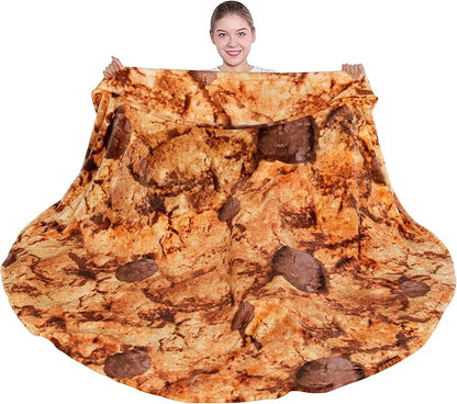 mermaker Cookies Blanket 2.0 Double Sided 60 inches for Adult and Kids, Novelty Realistic Cookies Throw Blanket, 285 GSM Soft Flannel Blanket