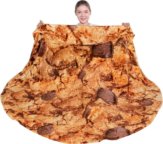 mermaker Cookies Blanket 2.0 Double Sided 80 inches for Adult and Kids, Novelty Realistic Cookies Throw Blanket, 285 GSM Soft Flannel Blanket