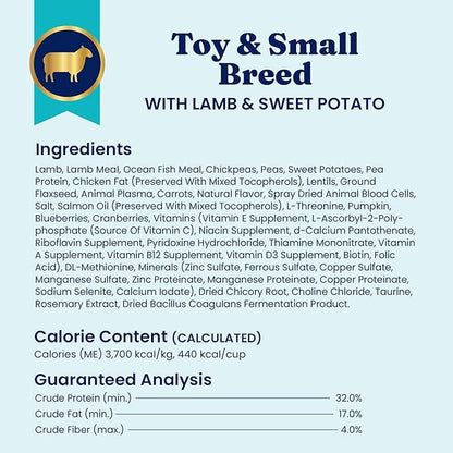 Solid Gold Toy & Small Breed Dry Dog Food Small Bites – Real Lamb, Grain Free, Gluten Free, High Fiber Healthy Kibble w/Probiotics for Gut Health & Digestion Support– All Ages NutrientBoost™ –11LB