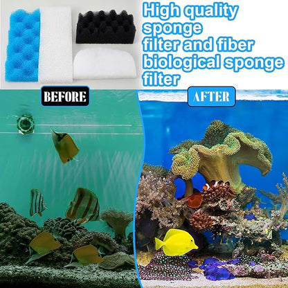 26 Pcs Aquarium Media Kit Compatible with Fluval 206/207 Canister Filter, Maintenance Replacement Accessories Including Foam Pad Ceramic Rings Filter Bags