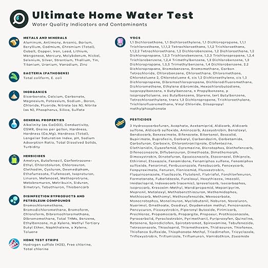 Ultimate Home Water Test Kit for Drinking Water | Tests for 250+ Parameters Like Lead, Bacteria, and VOCs | EPA Certified Well or Tap Water Test