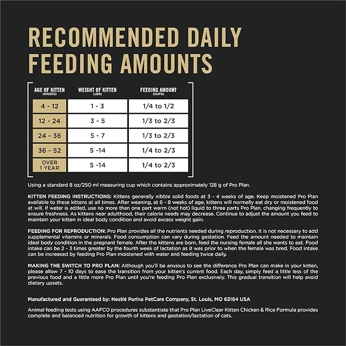 Purina Pro Plan LiveClear Dry Cat Food for Kittens Cat Allergen Reducer Chicken and Rice Formula - 3.2 lb. Bag