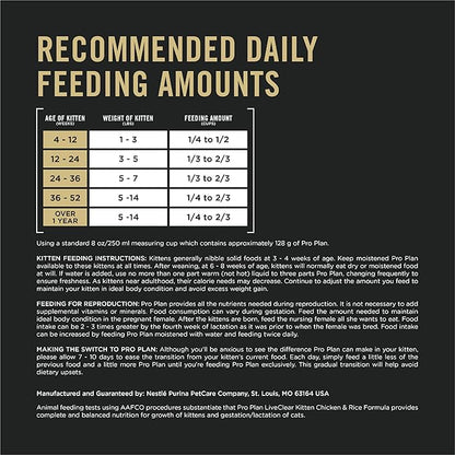 Purina Pro Plan LiveClear Dry cat Food for Kittens Cat Allergen Reducer Chicken and Rice Formula - 12.5 lb. Bag