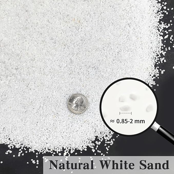 10 lbs Aquarium White Sand, 0.8-2mm Coarse Sand. Small Gravel for Fish Tank, Succulent Plants Potted, Paintings, Fire Pits, Candle, Vase Filler and Crafts