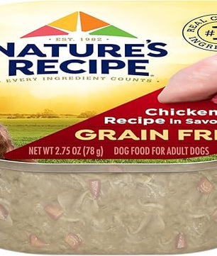 Nature's Recipe Grain Free Chicken & Beef Recipe in Savory Broth Wet Dog Food, 2.75 oz. Cup, 12 Count