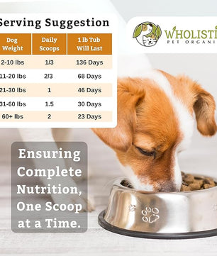 Wholistic Pet Organics Canine Complete - Dog Multivitamin Powder - 1 Lb - Daily Dog Vitamins and Supplements for Homemade Food - Immune System, Skin, Coat & Overall Health - Small and Large Breed