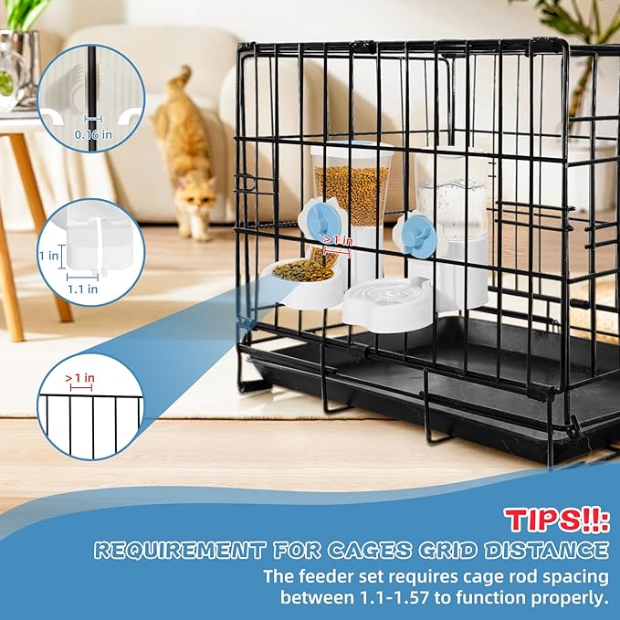 2 Pack Hanging Automatic Pet Food Water Dispenser, Auto Rabbit Feeder and Water Bottle Set for Cage, Food and Water Bowls for Cat Bunny Chinchilla Hedgehog Guinea Pig Ferret cage Accessories