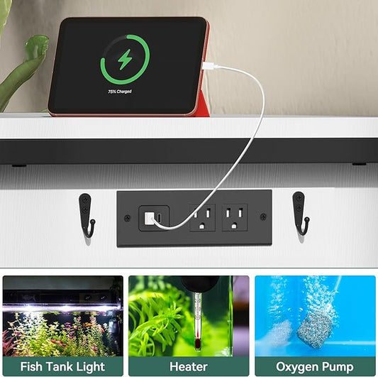 YITAHOME 120 Gallon Fish Tank Stand with Power Outlets, Heavy Duty Metal Large Aquarium Stand with Cabinet, Reptile Tank Turtle Terrariums Table for Fish Tank Accessories Storage,1100LBS Capacity