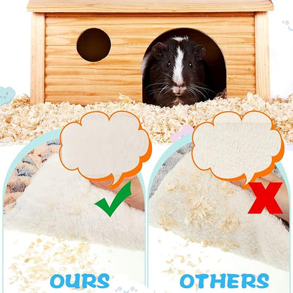 Yulejo 6 Pieces Guinea Pig Bed Mats with Cleaning Dustpan Brush Washable Plush Cage Lines Soft Fleece Sleeping Bedding Pads for Hamster Bunny Chinchilla Squirrel Small Animals (Cute Color, Star)