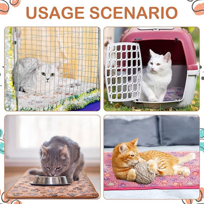 Tudomro 8 Pcs Guinea Pig Bedding Cage Liners Bulk Blankets Small Animal Flannel Throw Bedding Waterproof Absorbent Reusable Pet Pee Sleep Mat Pad Cover for Hamster Ferret(Paw,16 x 24 Inch)