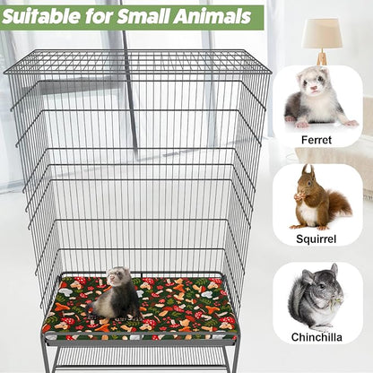 Bienbee Ferret Cage Liner Set for Ferret Nation & Critter Nation Cage, Waterproof Ferrets Cage Accessories for Small Animals Rats Chinchillas Hedgehogs Ferrets(Green Mushroom,Bottom Pan Liner)