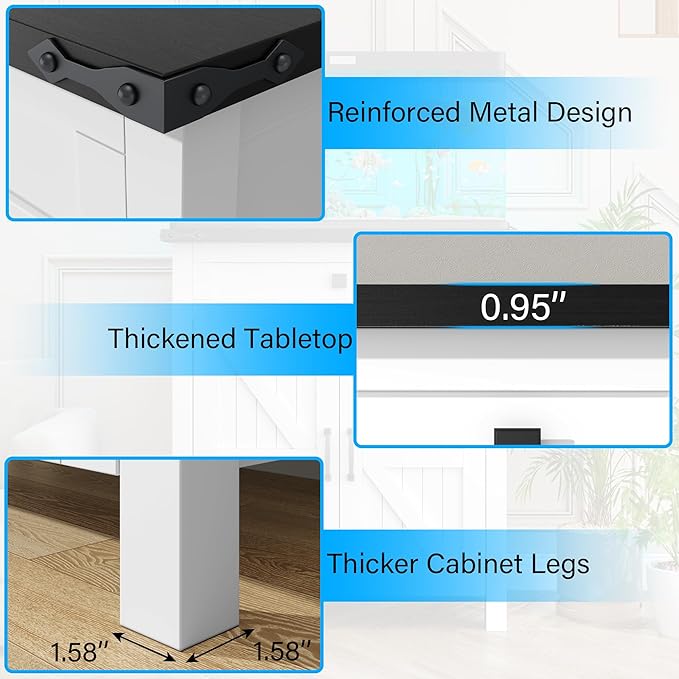 Farmhouse 55-75 Gallon Fish Tank Stand with Power Outlet, Aquarium Stand with 2 Drawers and Adjustable Shelves, Heavy Duty Reptile Tank Stand for 2 Fish Tank/Turtle Tank/Reptile Terrarium