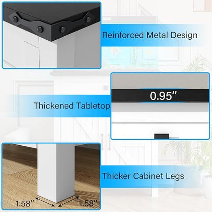 Farmhouse 55-75 Gallon Fish Tank Stand with Power Outlet, Aquarium Stand with 2 Drawers and Adjustable Shelves, Heavy Duty Reptile Tank Stand for 2 Fish Tank/Turtle Tank/Reptile Terrarium