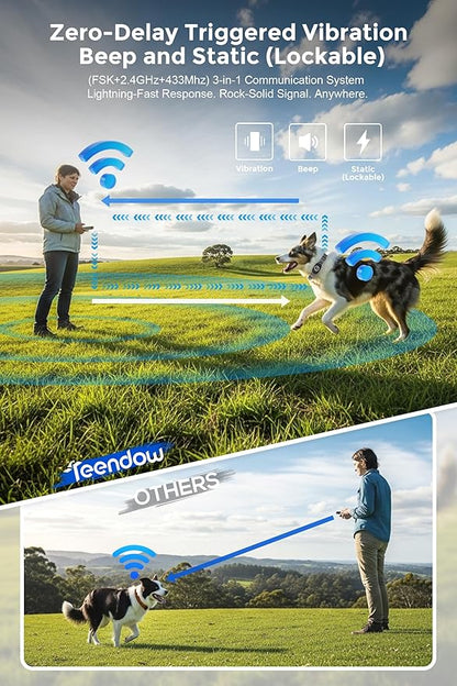 T800 Pro Wireless Dog Fence for 2 Dogs Zero Delay Response Electric Fence for 2 Dogs, Perimeter Pet Collar with Training & Bark Control, Safety-Lock HD Display Rechargeable Waterproof Portable