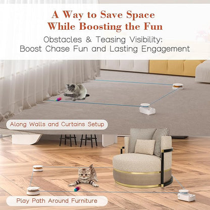 Interactive Cat Toy for Indoor Cats – Automatic Moving & Enrichment Toy for Indoor Cats/Kitten, Auto/Manual Control Cat Treadmill for Exercise & Mental Stimulation, Stimulating Chase Toys(H1K3)