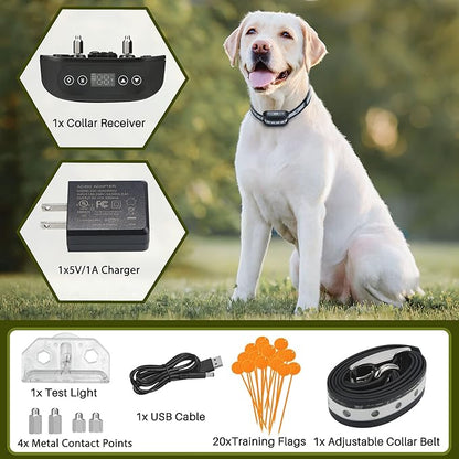 GPS Wireless Dog Fence System, Electric Satellite Technology Pet Containment System by GPS Signal Boundary for Dogs and Pets with Waterproof & Rechargeable Collar Receiver(Black)
