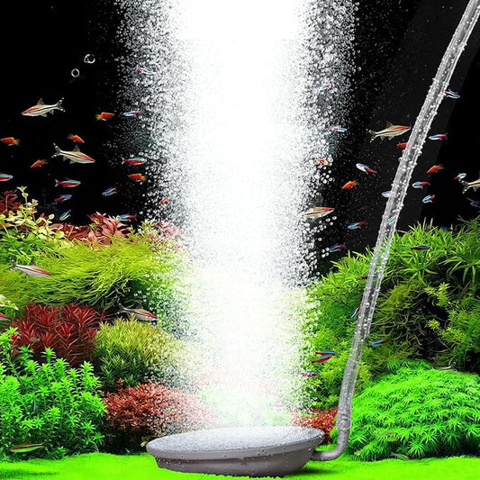 hygger Aquarium Air Stone, 2.3 Inch Fish Tank Bubbler Stone Kit Makes Super Tiny Bubbles, Ultra-High Dissolved Airstone with Stainless Steel Base Aquarium Fish Tank and Hydroponic