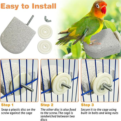 PINVNBY 8 PCS Bird Perch Bird Beak Grinding Stone Calcium Mineral Parrot Perch Foot Claws Trimmer Chew Toy Cage Accessories for Small Medium Budgie Cockatiel Conure Lovebird Finch