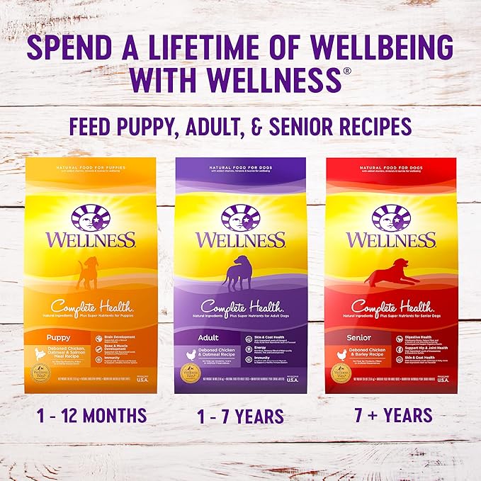 Wellness Complete Health Dry Puppy Food, Chicken, Salmon & Oatmeal, 30-Pound Bag