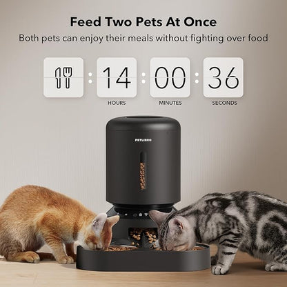 PETLIBRO Automatic Cat Feeder for 2 Cats, 5G&2.4G WiFi Pet Feeders, 5L Programmable Cat Food Dispenser with Airtight Lock-Fresh Technology, Dual Stainless Steel Bowls, Low Food Sensor