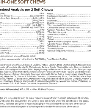 NaturVet All-in-One Dog Supplement - for Joint Support, Digestion, Skin, Coat Care – Dog Multivitamins with Minerals, Omega-3, 6, 9 – Wheat-Free Vitamins for Dogs – 120 Soft Chews