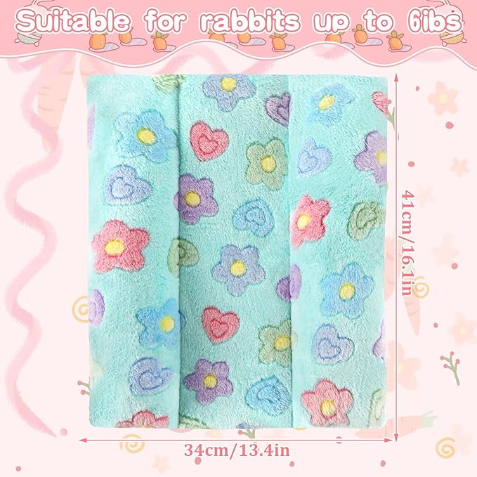 15.7X14 Inch Rabbit Bed, Padded Concave Bed for Small Animals, Cuddle Cushion Plush Mat with Cotton Lounger Pillows for Guinea Pigs, Hamsters, Rabbits, Rats and Bearded Dragons (Blue)