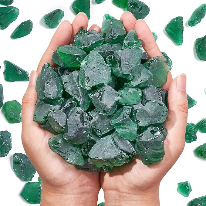 Versatile Frosted Sea Glass Block - 1LB Green Vase fillers, Aquarium Gravels, Sea Glass Decor, Ideal for DIY Crafts, and Home Decor - Perfect for Beach Weddings and More