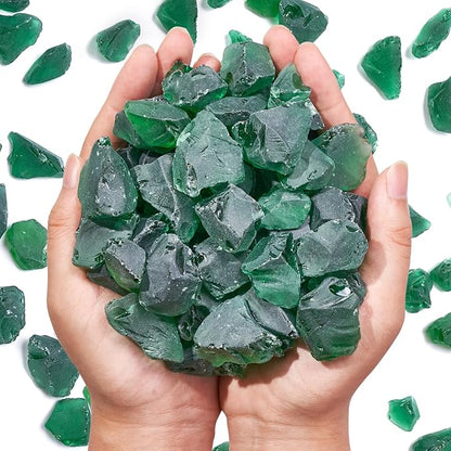 Versatile Frosted Sea Glass Block - 1LB Green Vase fillers, Aquarium Gravels, Sea Glass Decor, Ideal for DIY Crafts, and Home Decor - Perfect for Beach Weddings and More
