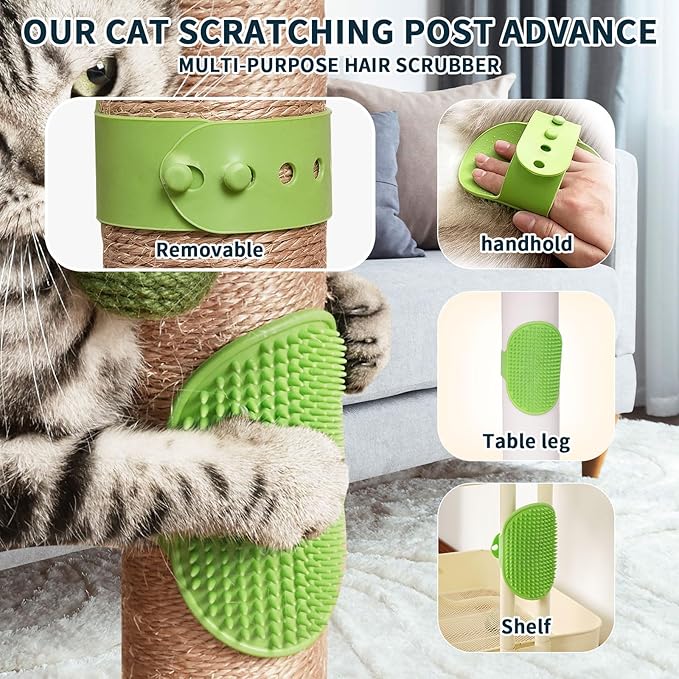 Cat Scratching Post 33" Tall Sisal Rope Cat Scratcher for Indoor Cats with Cat Toys Interactive Ball Self Groomer for Kittens Cats Adults